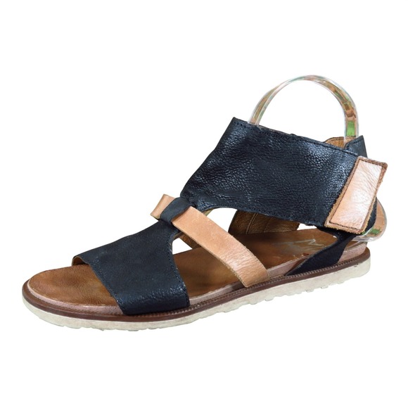 Miz Mooz Shoes - Miz Mooz Black and Tan Leather Strappy Sandals.